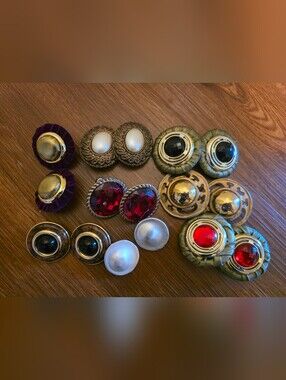 8 Pair Of Vintage Clip On Earrings